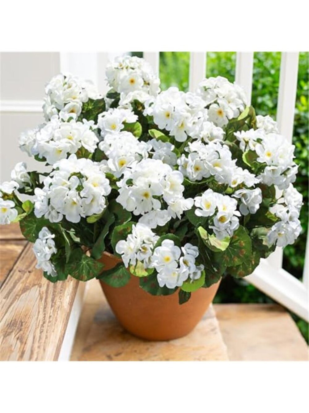 6 Bundle Silk Geranium Fake Flowers White UV Resistant Outdoor Faux Plant Decor